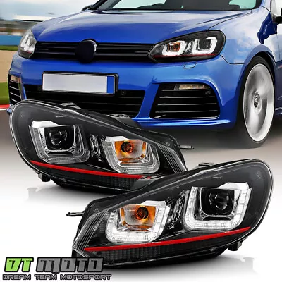 2010-2014 VW Golf/GTI Red Stripe Edition LED DRL Tube Projector Headlights 10-14 • $315.99