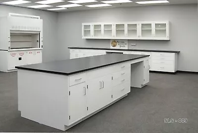 12'x4' Laboratory Island Cabinets W/ Desk Area & Black Tops / E1-112 • $9360