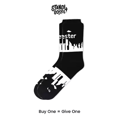 Manchester City Skyline Socks - Black White Cotton | Calf Sock | Unisex  • £14.99