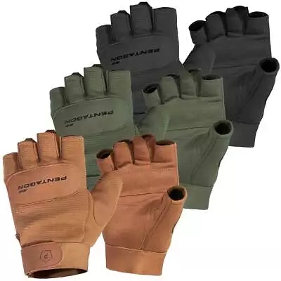 Pentagon Fingerless Duty Mechanic Gloves Reinforced Palm Breathable Flexibility • £16.95