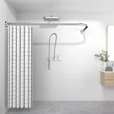 L Shaped Shower Curtain Rod Corner Curved Shower Curtain Rod Adjustable Sho... • $78.58