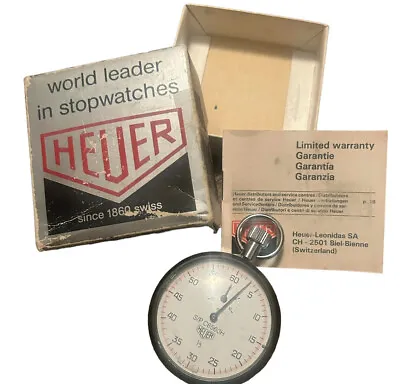 Vintage Heuer 30 Min 7 Jewels 1/5 Stop Watch For Track-RARE! WORKS! W. Orig Box • $125