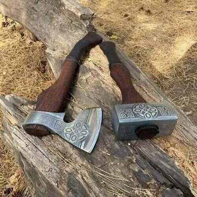 2custom Handmade Carbon Steel Viking Hatchet Tomahawk Hammer And Axe Outdoor Axe • $135