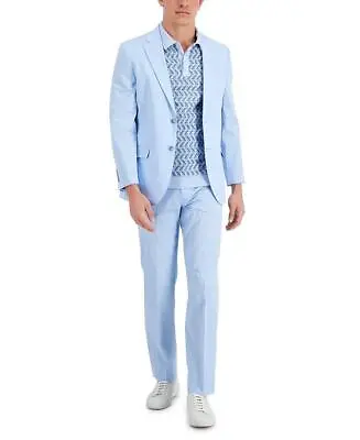 Nautica Men's Stretch Cotton Modern Fit Suit Light Blue 40R Jacket 34 X 32 Pants • $52