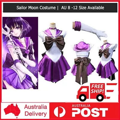 Sailor Moon Purple Costume Cosplay Uniform W/ Gloves Halloween Party Fancy Dress • $28.49