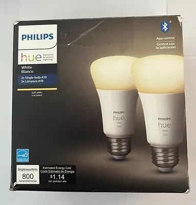 Philips Hue A19 Bluetooth Smart LED Bulb 2-Pack White New- Distressed Packaging • $24.99