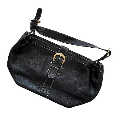 Dooney And Bourke Marchesa Gathered Sac Black Pebbled Leather Purse Handbag • $41.99