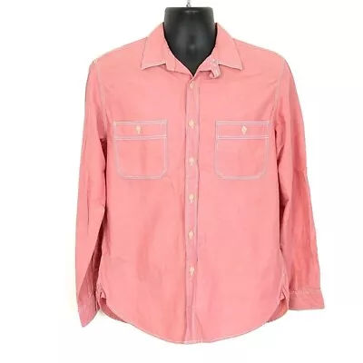 J Crew Mens Sz M Casual Button Up Shirt Pink Tailored Fit Long Sleeve Collared • $18.97