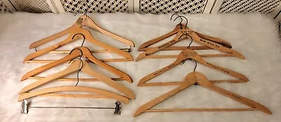 Lot Of 9 Vintage Wooden Hangers Three Are Advertising Two With Pant Hangers • $31.99