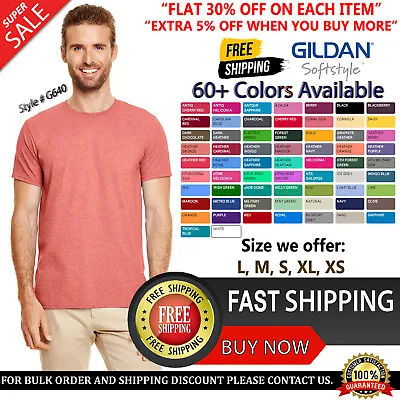 Gildan Adult Softstyle T-Shirt Ringspun Cotton Crew Neck Plain T-Shirt - G640  • $7.84