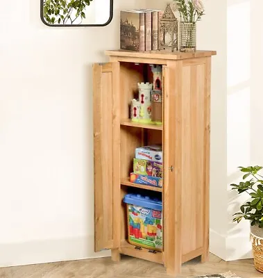 Small Oak Storage Cupboard | Wooden Filing Cabinet Shoe Organiser Bathroom Unit • £269.99