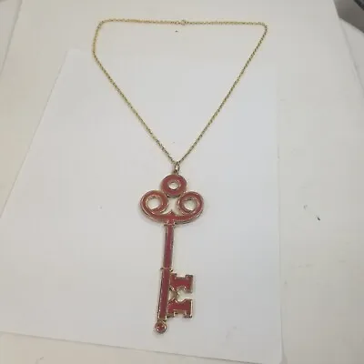 Vintage Gold Tone Large Skeleton Key Pendant Chain Necklace 24  • $24.99