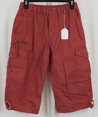 FASKUNOIE Men's 3/4 Capri Cargo Pants Below Knee Red Size 30 • $19.50