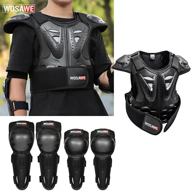 WOSAWE Kids Armor Chest Protector Jacket Vest Bike Racing Knee Elbow Brace Gears • $41.68