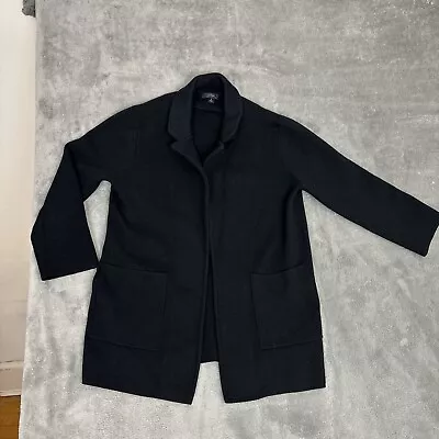 J Crew Sophie Sweater Blazer Open Front Cotton Merino Wool Black Small • $36