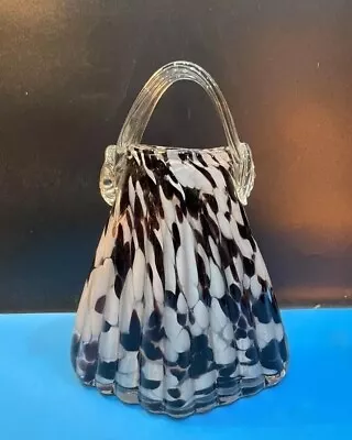 Vintage Murano Multi Coloured Glass Handbag Bag VaseOrnament • £28