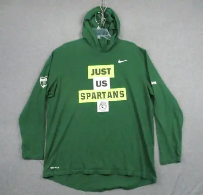 Michigan State Spartans Hooded Shirt XL Mens Nike Tee Green Just Us Spartans Dri • $15.09
