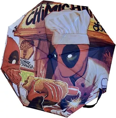 Marvel Deadpool Compact Umbrella Chimichanga Sauce Bottle Umbrella Hard Case • $14.95