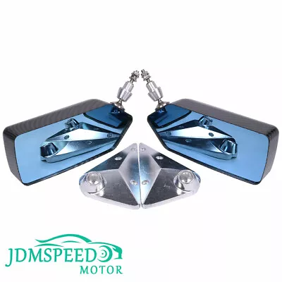 F1 Style Carbon Fiber Blue Mirror Metal Bracket Side Mirror 2 Pcs For Universal • $234.99