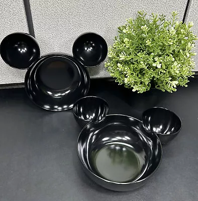 Set Of 2 Disney Mickey Mouse Ears Zak! Designs Black Melamine Chip And Dip Bowl • $29.99