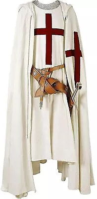 Medieval Templar Knight Crusader Tunic Surcoat & Cloak Reenactment SCA Larp • £55.69