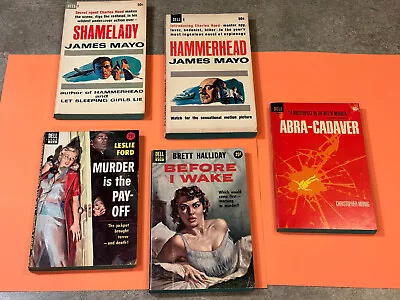 Lot Of  5 Vintage Paperbacks Dell Mystery Noir Adventure Leslie Ford Halliday • $14