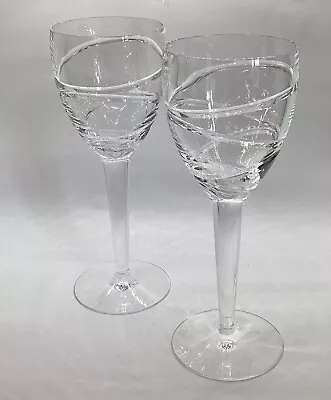 Stuart Crystal Aura 2 X Water Goblets Glasses Jasper Conran Wine 9  ⅞ 25.3cm • £80