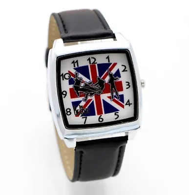 Beatles Union Jack Leather Strap Wristwatch Black Watch Music Rock Kids Adults D • £8.89