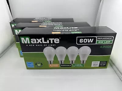 12-Pack MaxLite A19 Dimmable Bulb 60W Equivalent LED 2700K Soft White 800 Lumens • $13.99