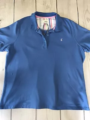 Joules Womens Pippa Polo Shirt Size 16 Whitby Blue Short Sleeve Bunny Logo • $19.99