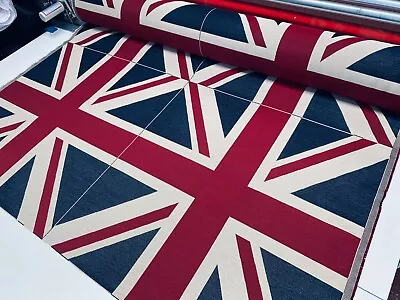 LARGE Union Jack Flag Retro Look Heavy Jacquard Gobelin Panel Fabric UK Banner • £10.99