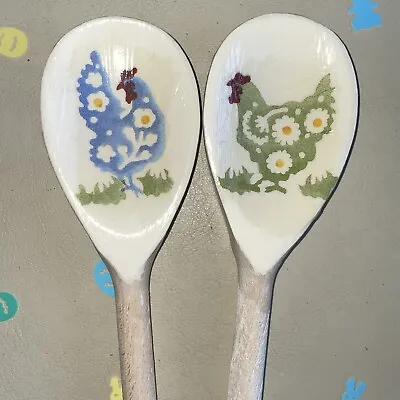 Kitchen Accessories Set Wooden Spoons In EMMA BRIDGEWATER Spring Chickens Design • £9.95