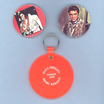 Elvis Presley 2 - Badges + 1 - Elvis Key Chain - Vintage Collectible • $3.29