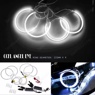 4x For BMW E46 131mm CCFL Angel Eyes Halo Rings Projector Headlight Lamps White • $27.23