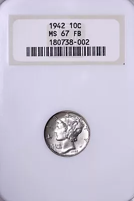 GEM++ BU 1942 Mercury Dime NGC MS67 FB Full Split Bands Old Fat Holder KCPQ • $375.74