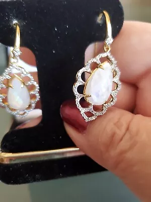 Rarities Carol Brodie Rainbow Moonstone & Zircon Drop Earrings NWOT  • $145