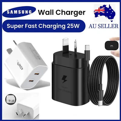 25W DUAL Super Fast Wall Charger W/Type-C Cable For Samsung Galaxy S21 22 S23 • $5.50