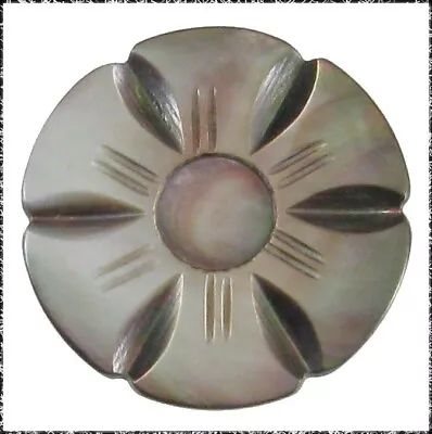 Large Vintage Carved Smoky Pearl Flower Button • $7.99