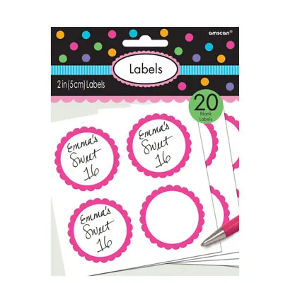 CLEARANCE  Candy Buffet Bright Pink Scalloped Edge Favour Labels X 20 • £4.99