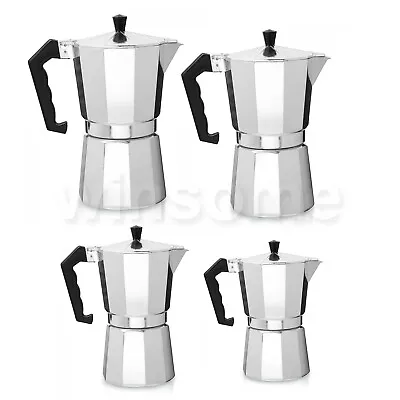Espresso Stove Top Coffee Maker 3/6/9/12 Cups Aluminium Percolator Moka Pot • £10