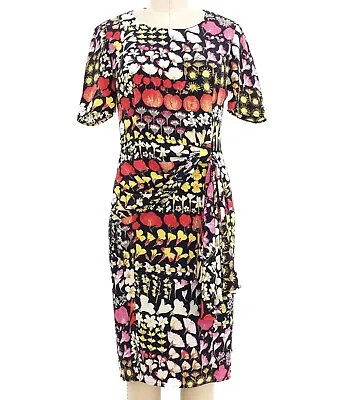 Valentino Miss V Botanical Floral Silk Knee Length Dress Size 8 Vintage • $459.99