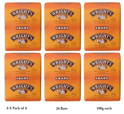 24 X Wrights Coal Tar Soap 100g Bar Traditional Antiseptic All Skin Types • £26.99