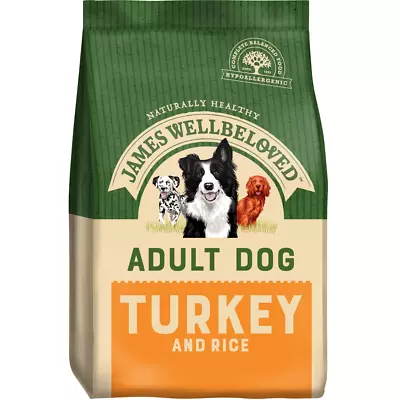 James Wellbeloved Adult Turkey & Rice Hypoallergenic Gluten Free Dog Food 15kg • £63.99