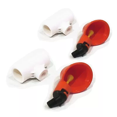 (2-Pack) Poultry Water Drinking Cup & PVC Fitting Chicken Hen Automatic Drinker • $8.99