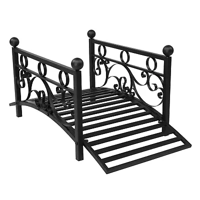 Outdoor Metal Garden Bridge With Security Guardrail For Patio Pond Backyard US • $70.49