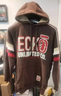 Ecko Unlimited Hoodie Mens L Brown Relaxed Hooded Sweatshirt Embroidered  • $35