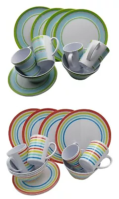 16 Piece Melamine Dinner Set Camping Picnic Caravan Crockery Plates Bowls Mugs • £36.99