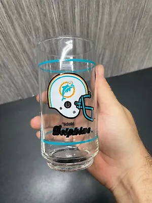 Vintage NFL Miami Dolphins Mobil Drinking Glasses Set Of 2 5.5  X 2.5  Each • $7.69