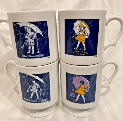 Morton Salt Collectible Coffee 3.75  Tall Mugs - Lot Of 4 - Varios Logs C Video • $24