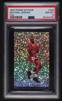 1992 Panini Sticker #102 Michael Jordan Foil  PSA 8 NM-MT • $26.55